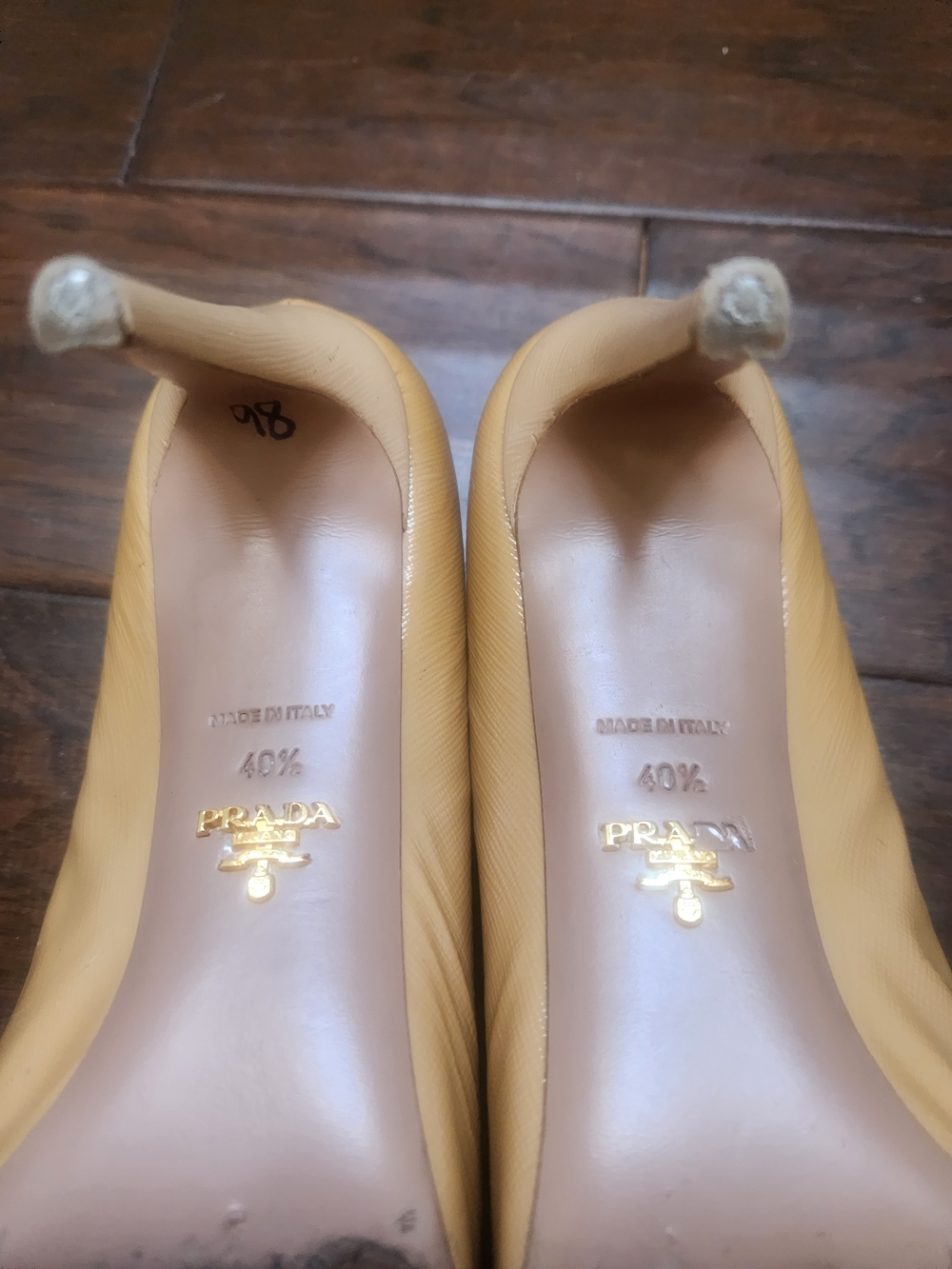Prada Women's Tan Leather Pointed-Toe Pumps - Picture 2 of 6